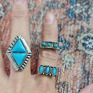 3 Turquoise Rings